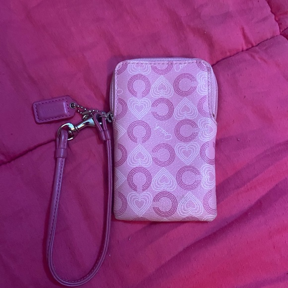 Pink Coach 3 Slot card holder wristlet phone holder - Picture 2 of 7